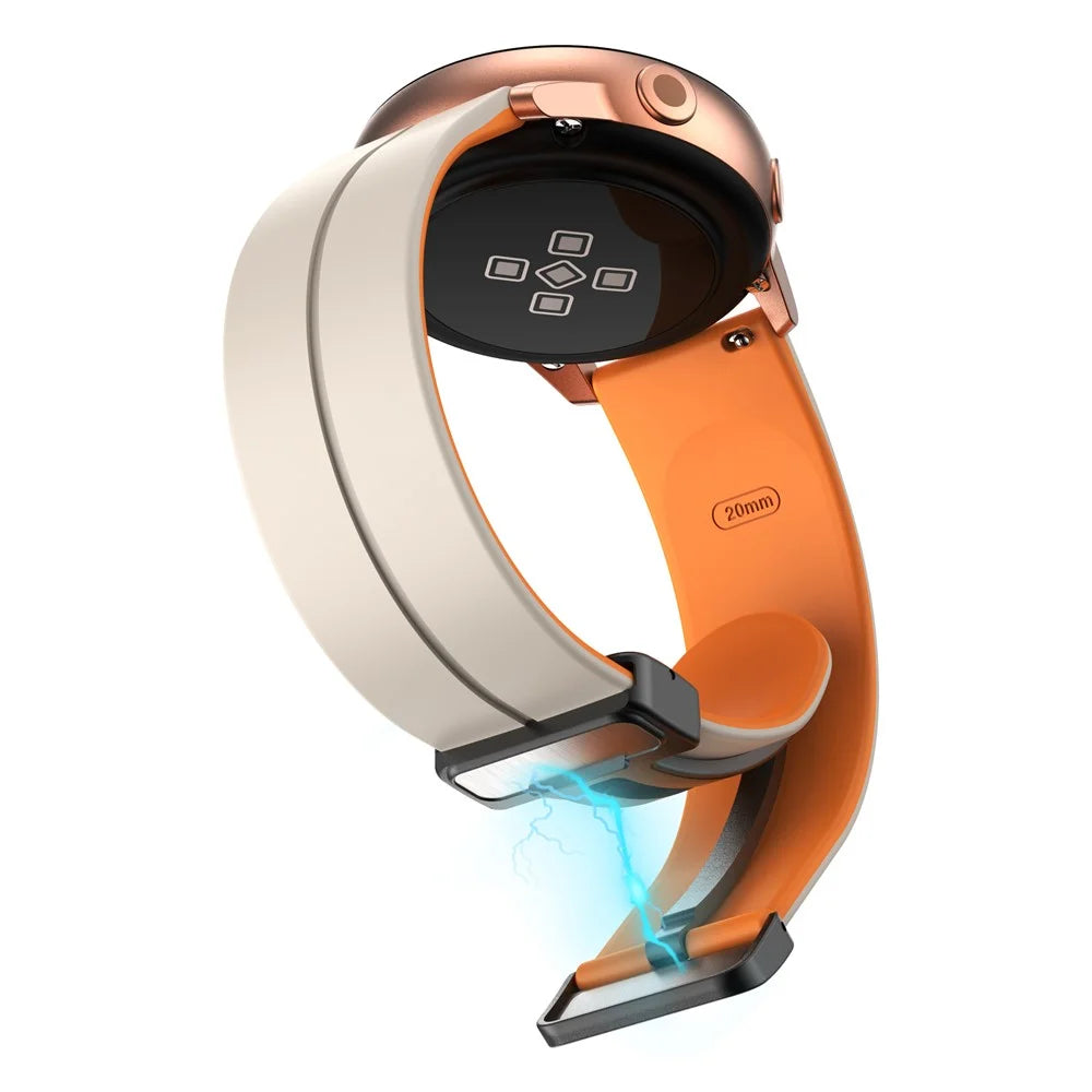 Watch Band for Huawei Watch 4 / Watch 4 Pro / Watch 3 / Watch 3 Pro , 22mm Silicone Dual Color Strap with Black Magnetic Buckle - Starlight+Orange - 3