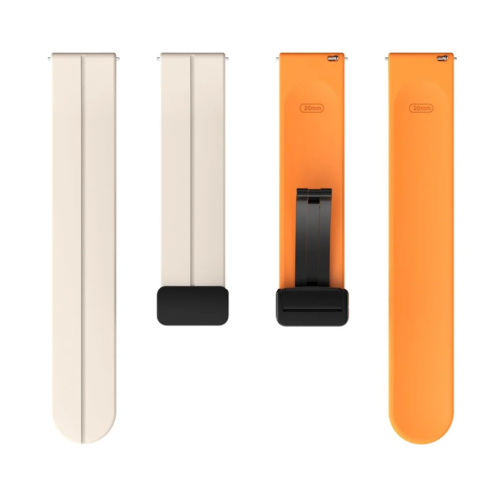 Watch Band for Huawei Watch 4 / Watch 4 Pro / Watch 3 / Watch 3 Pro , 22mm Silicone Dual Color Strap with Black Magnetic Buckle - Starlight+Orange - 4