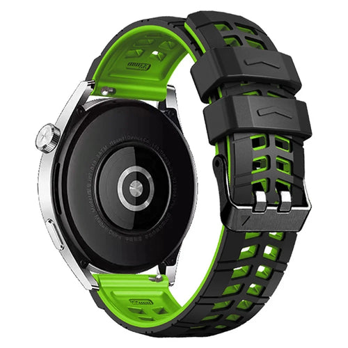 For Huawei Watch 4 / 4 Pro / Watch 3 / 3 Pro Silicone Watch Band 22mm Textured Watch Strap with Dual Buckle - Black / Green - 1