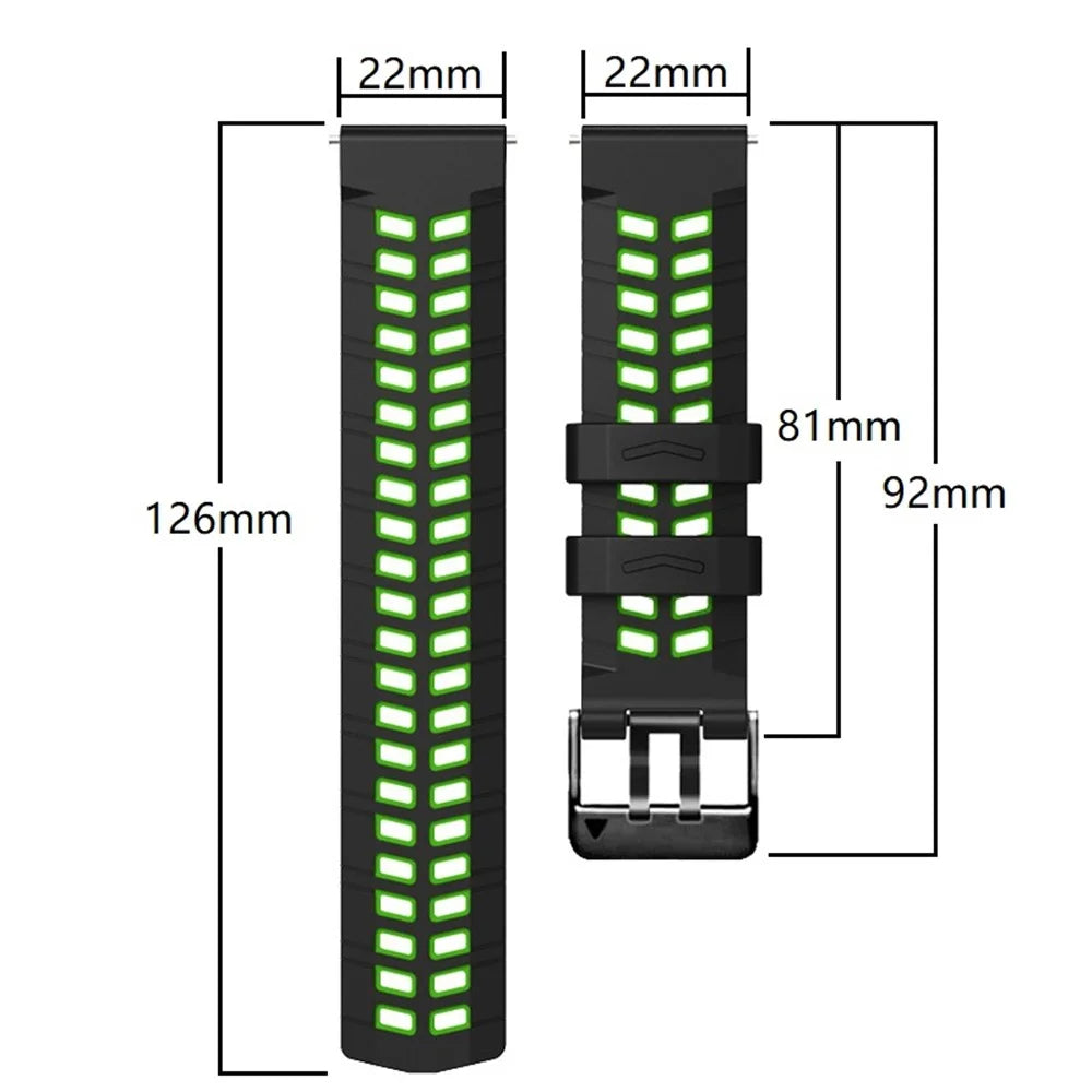 For Huawei Watch 4 / 4 Pro / Watch 3 / 3 Pro Silicone Watch Band 22mm Textured Watch Strap with Dual Buckle - Black / Green - 5