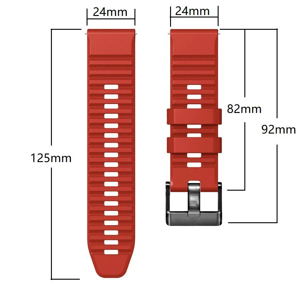 For Suunto 9 / 9 Baro / 7 Silicone Watch Band 24mm Dual Color Textured Replacement Watch Strap - Red / Black - 5