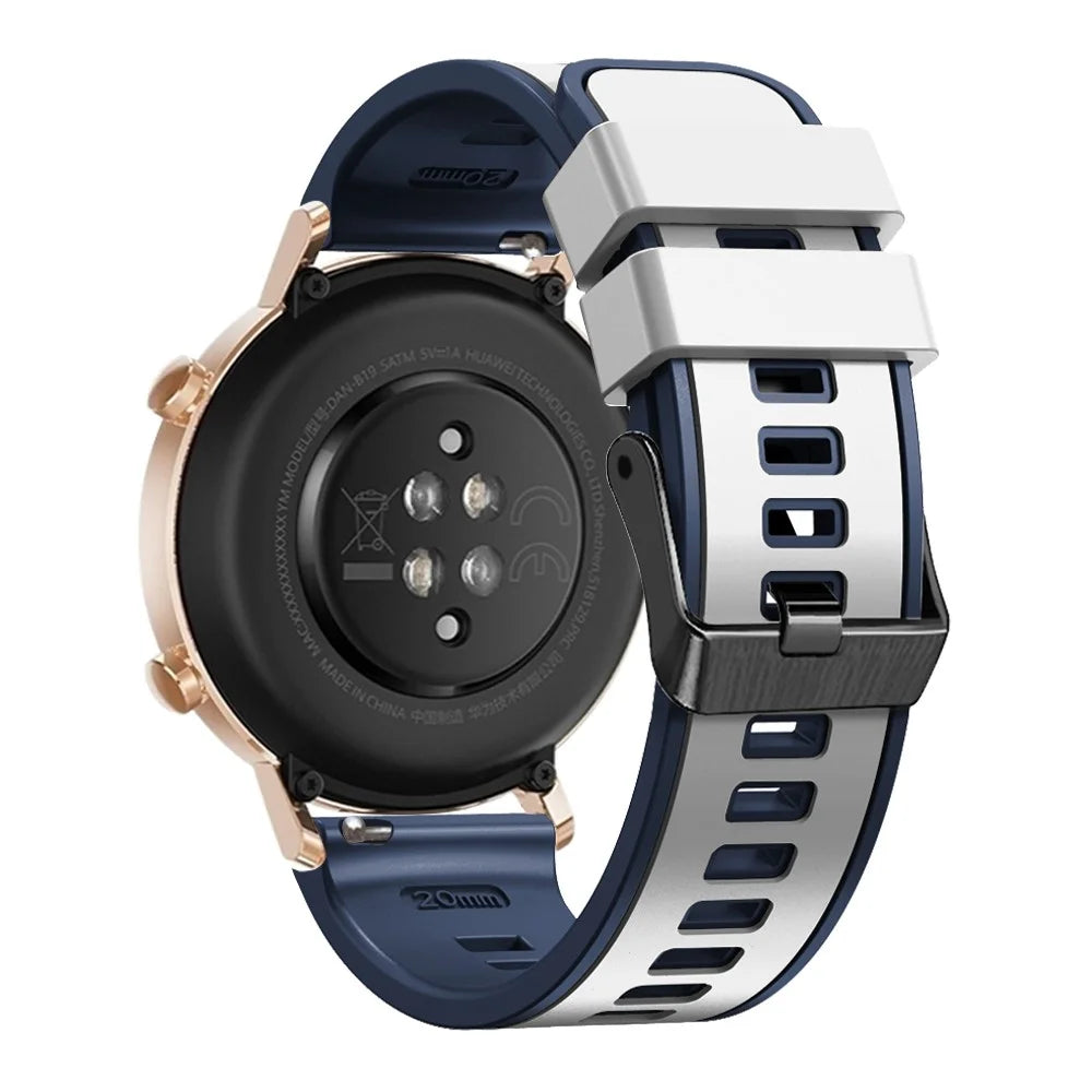 For Garmin vivomove Trend / Luxe / Style Replacement Watch Strap 20mm Dual Color Silicone Watch Band - White / Blue - 1