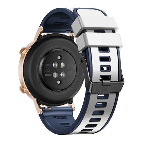 For Garmin vivomove Trend / Luxe / Style Replacement Watch Strap 20mm Dual Color Silicone Watch Band - White / Blue - 1