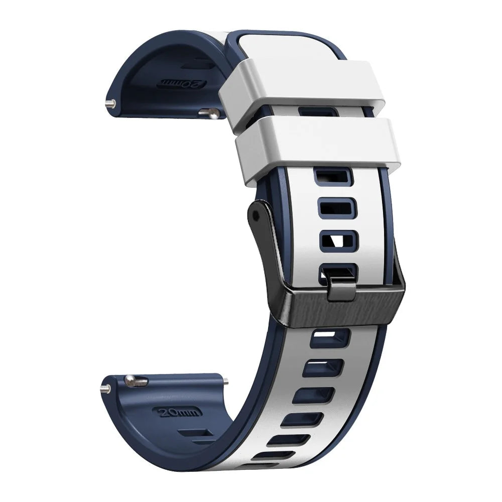 For Garmin vivomove Trend / Luxe / Style Replacement Watch Strap 20mm Dual Color Silicone Watch Band - White / Blue - 3