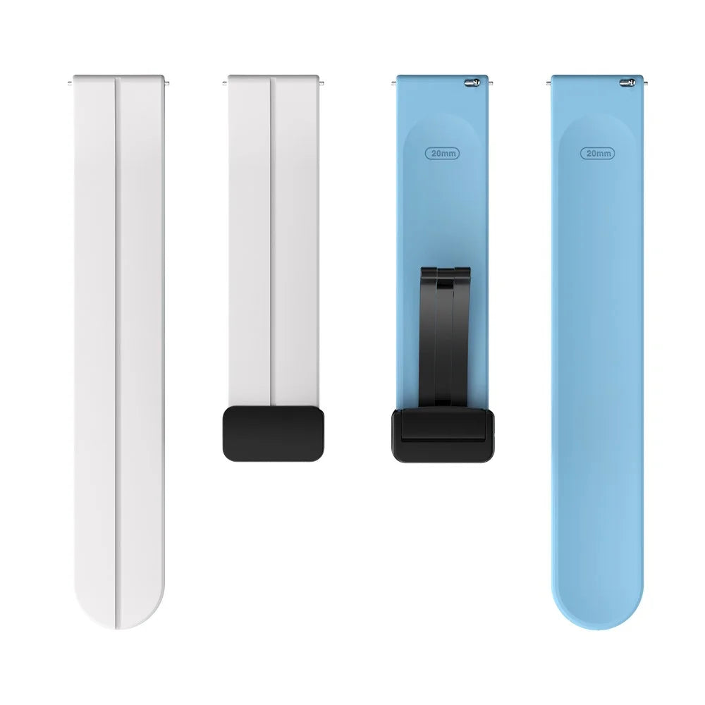 Magnetic Watch Band for Garmin vivomove Trend / Style / Luxe , 20mm Silicone Dual Color Sport Straps with Black Folding Buckle - White+Baby Blue - 4
