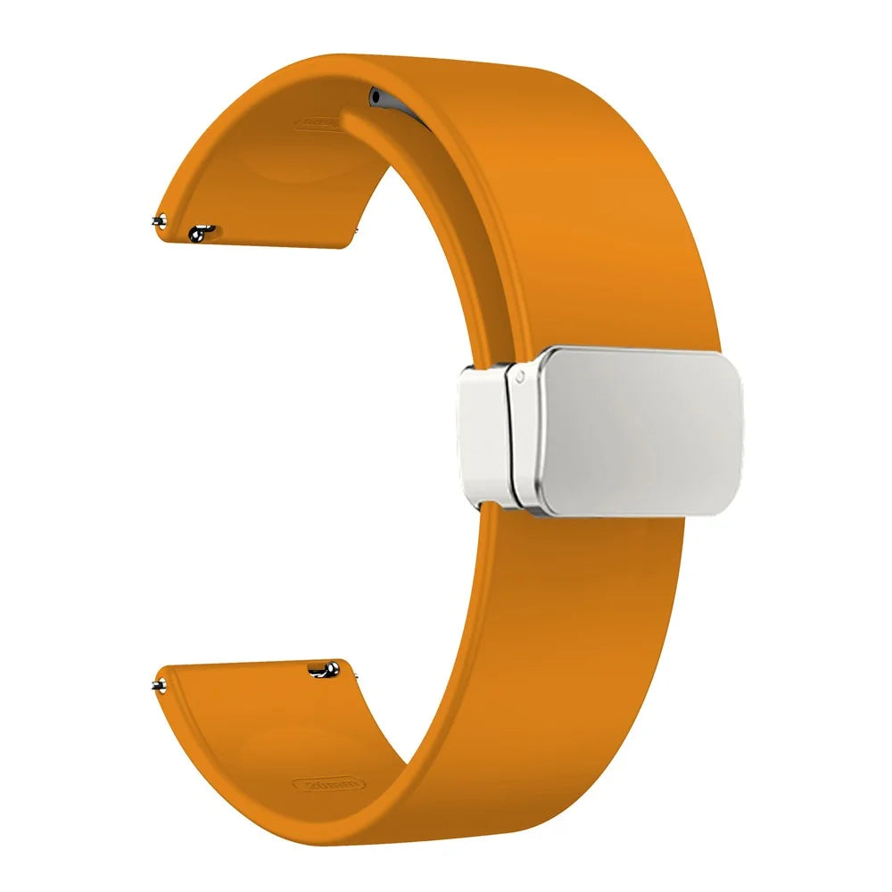 Sport Bands for Huawei Watch 4 / Watch 4 Pro / Watch 3 / Watch 3 Pro , Silicone 22mm Watch Strap with Silver Magnetic Folding Buckle - Yellow - 1