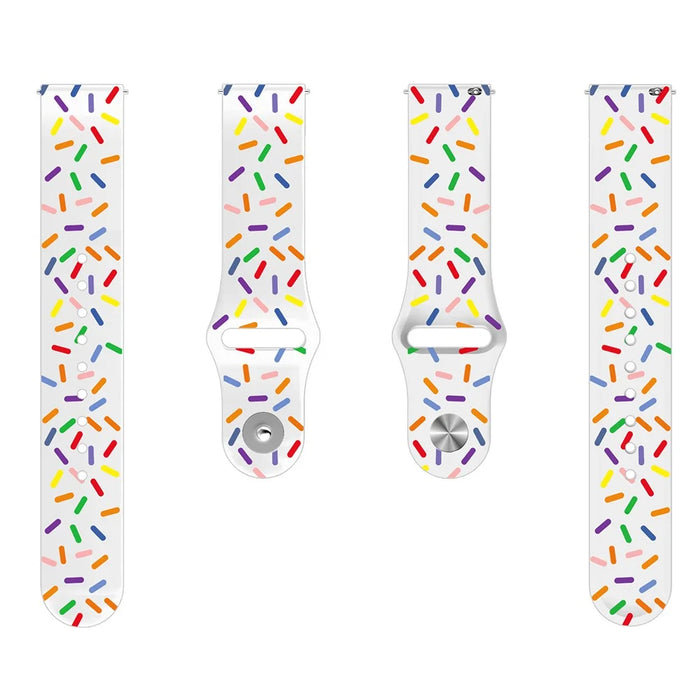 Quick Release Watch Band for Garmin Venu / Sq / Sq 2 / 2 Plus , Silicone 20mm Printed Color Dot Replacement Bracelet - White - 3