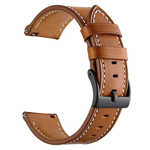 20mm Watch Band for Garmin Venu / Sq / Sq 2 / 2 Plus , Genuine Cow Leather Replacement Straps - Brown - 1