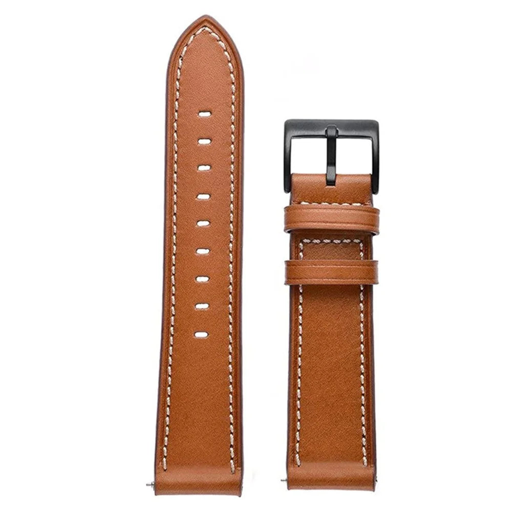 20mm Watch Band for Garmin Venu / Sq / Sq 2 / 2 Plus , Genuine Cow Leather Replacement Straps - Brown - 2