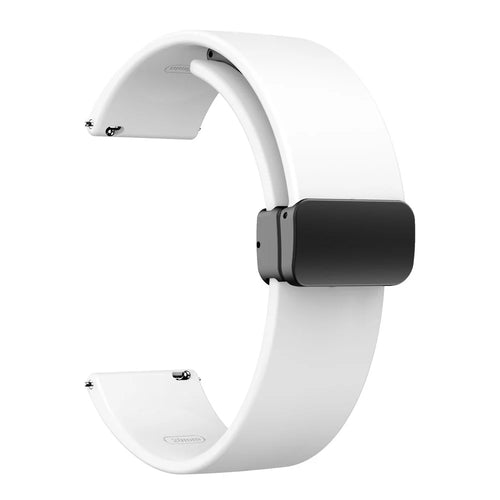 For Garmin Venu / Venu Sq / Venu Sq 2 /  Venu 2 Plus Watch Band 20mm Silicone Wrist Strap with Magnetic Folding Black Buckle - White - 1