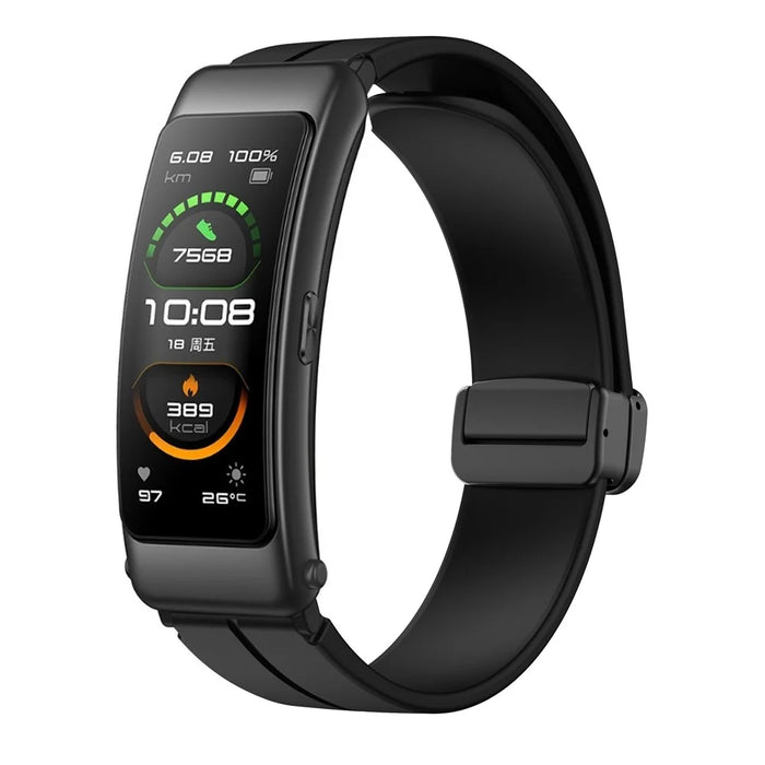 For Keep B4 / Huawei Watch Fit Mini 16mm Silicone Band Replacement Watch Strap, Black Folding Buckle - Black - 4
