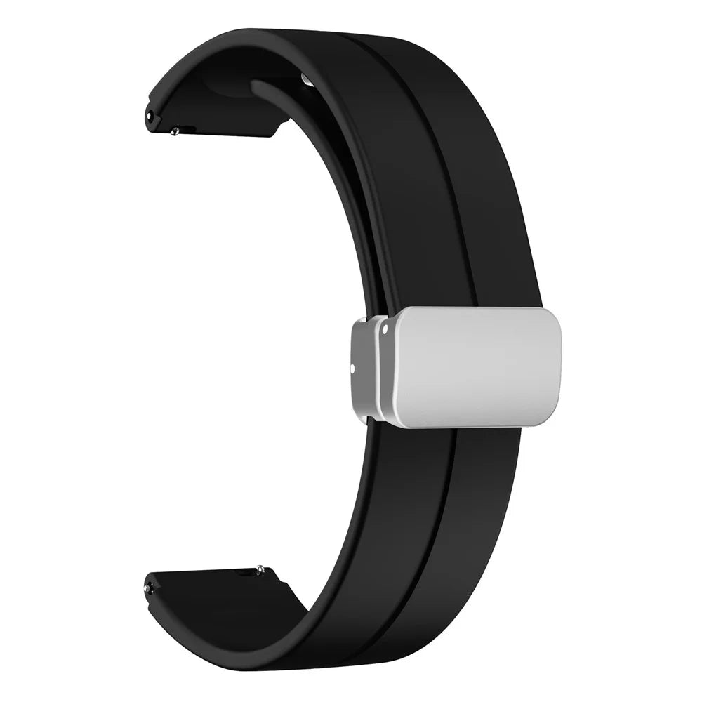 For Keep B4 / Huawei Watch Fit Mini Watch Band 16mm Silicone Wrist Strap, Silver Folding Buckle - Black - 1