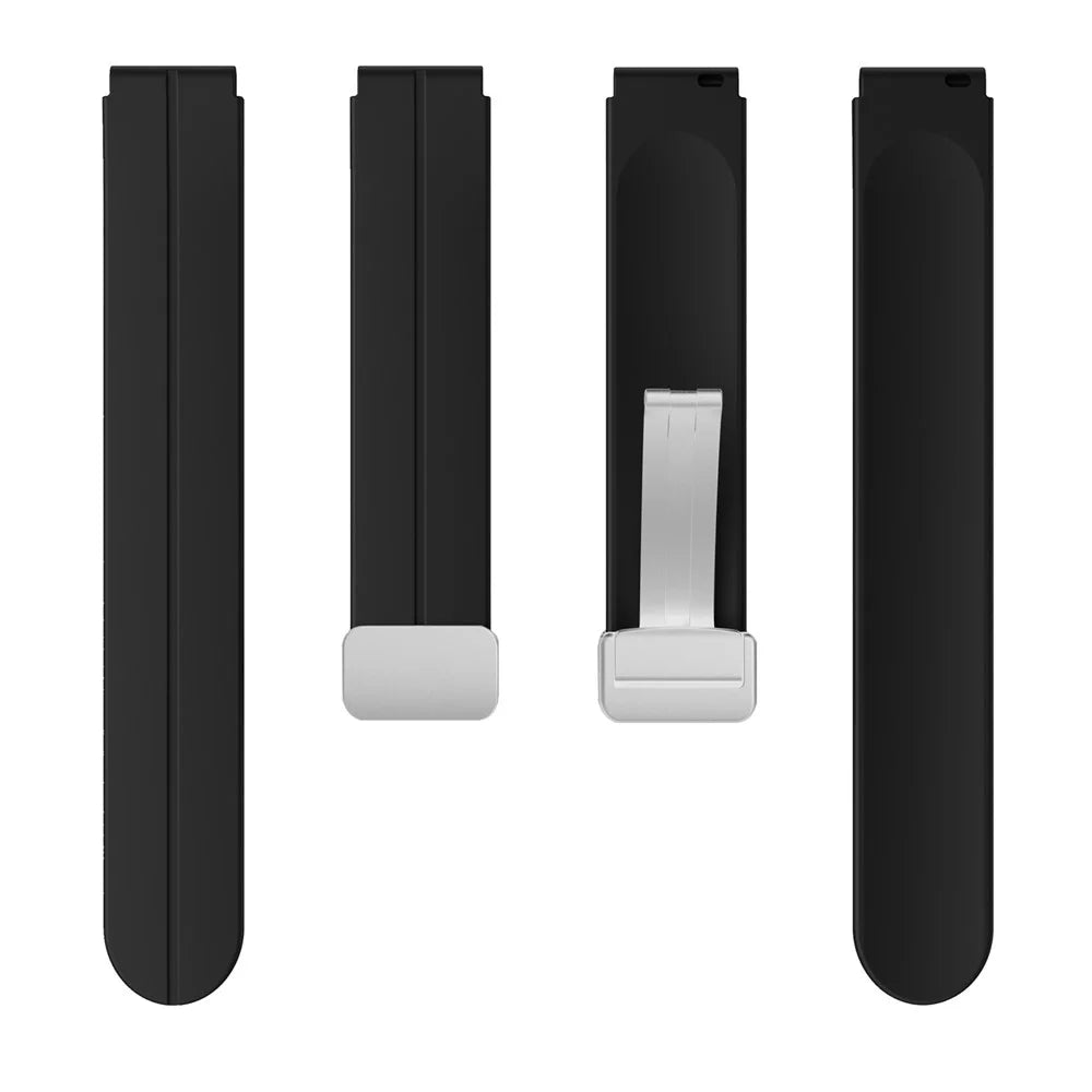 For Keep B4 / Huawei Watch Fit Mini Watch Band 16mm Silicone Wrist Strap, Silver Folding Buckle - Black - 3