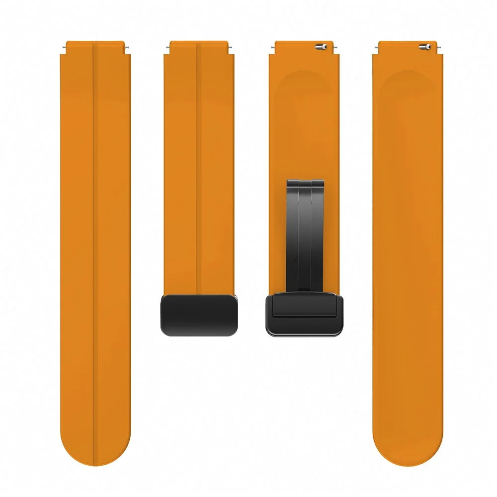 For Haylou Solar LS01 / ID205 / ID205U / ID205S / ID205L / ID216 Watch Band 19mm Silicone Strap, Black Folding Buckle - Yellow - 2