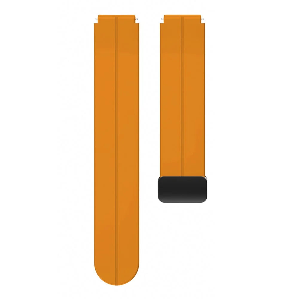For Garmin Forerunner 265S / 255S / Venu 2S Watch Band 18mm Silicone Strap with Magnetic Folding Black Buckle - Yellow - 1
