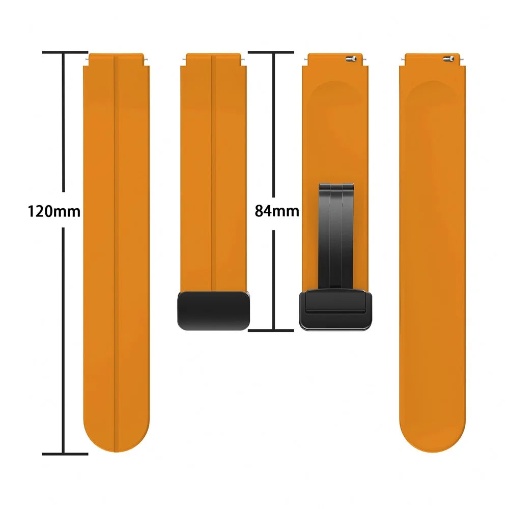 For Garmin Forerunner 265S / 255S / Venu 2S Watch Band 18mm Silicone Strap with Magnetic Folding Black Buckle - Yellow - 4