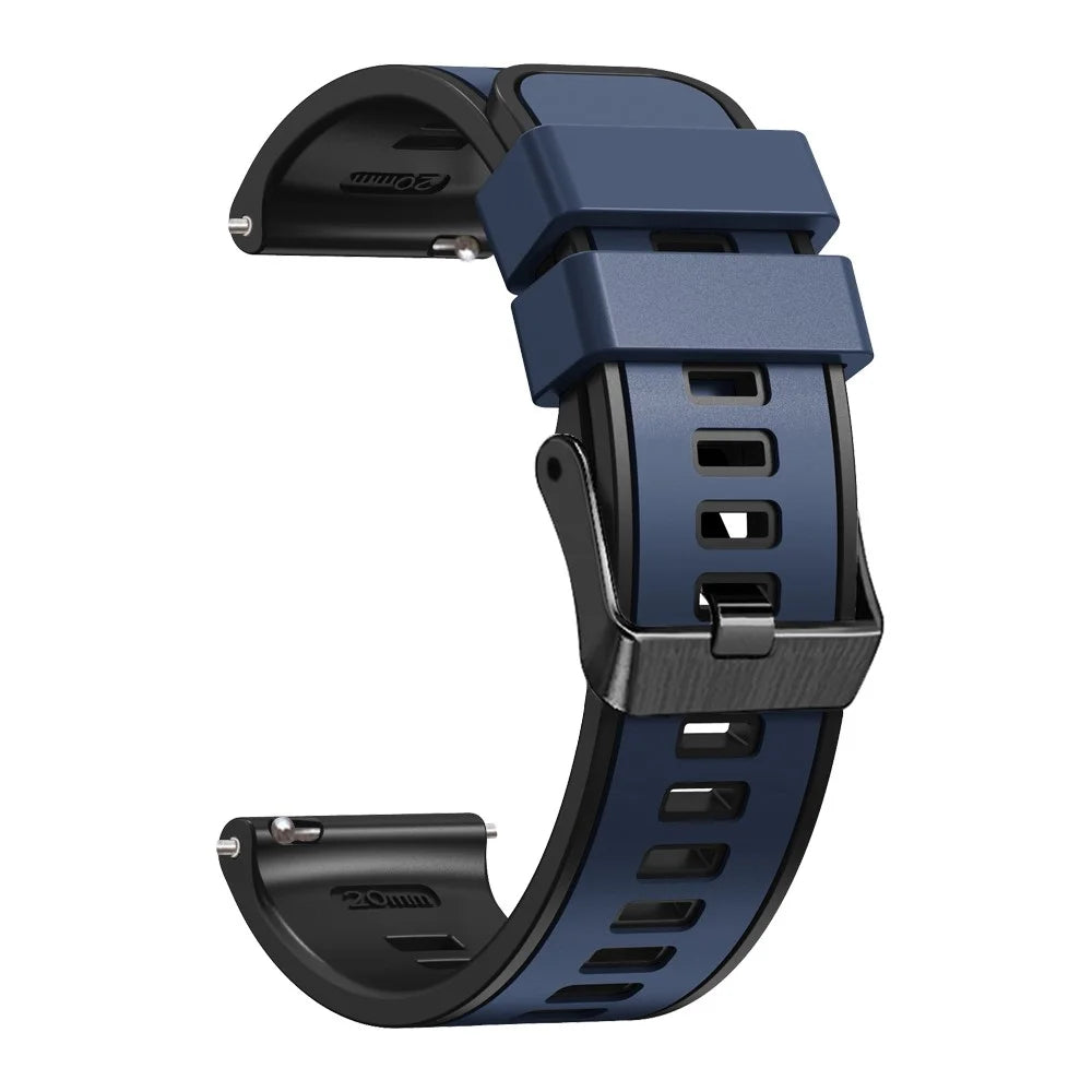 For Garmin Forerunner 265S / 255S / Venu 2S Silicone Watch Strap 18mm Dual Color Replacement Watchband - Dark Blue / Black - 2