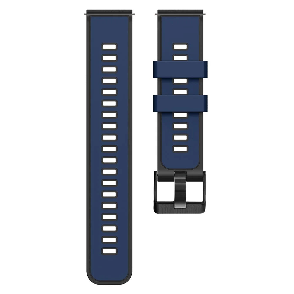 For Garmin Forerunner 265S / 255S / Venu 2S Silicone Watch Strap 18mm Dual Color Replacement Watchband - Dark Blue / Black - 3