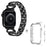 For Apple Watch Series 4 / 5 / 6 / SE / SE (2022) 40mm X-shape Alloy Strap Rhinestones Decor Watchband + PC Clear Watch Case - Black - 1