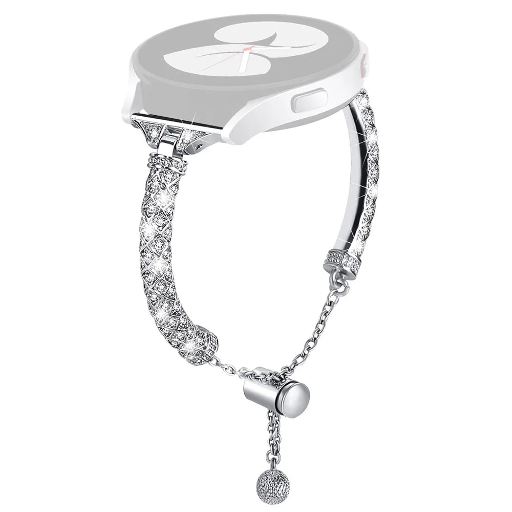 20mm Watch Band for Samsung Galaxy Watch6 40mm 44mm / Watch6 Classic 43mm 47mm / Watch 5 40mm 44mm / Watch4 40mm 44mm , Rhinestone Decor Copper Bracelet -  Silver - 1