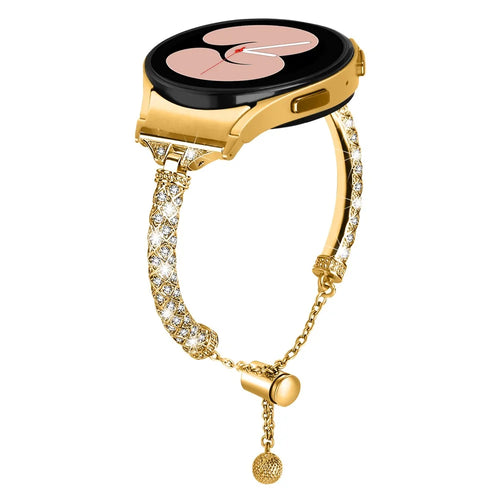 Copper Watch Band for Samsung Galaxy Watch6 40mm 44mm / Watch6 Classic 43mm 47mm / Watch 5 40mm 44mm / Watch4 40mm 44mm , Rhinestone Decor Bracelet with Connector - Gold - 1