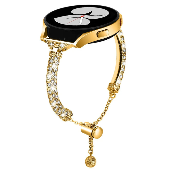 For Samsung Galaxy Watch Active / Watch Active2 44mm / Active2 40mm Rhinestone Jewelry Watch Strap 20mm Sliding Metal Wrist Band - Gold - 2