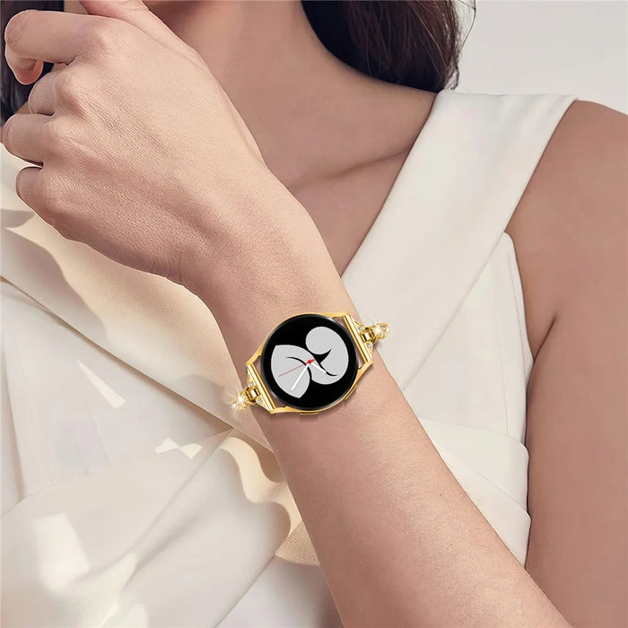 For Samsung Galaxy Watch Active / Watch Active2 44mm / Active2 40mm Rhinestone Jewelry Watch Strap 20mm Sliding Metal Wrist Band - Gold - 5