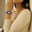 Watch Band for Samsung Galaxy Watch 6 40mm 44mm , D-shaped Rhinestone Decor Copper Metal Bracelet with Connector - Black - 6
