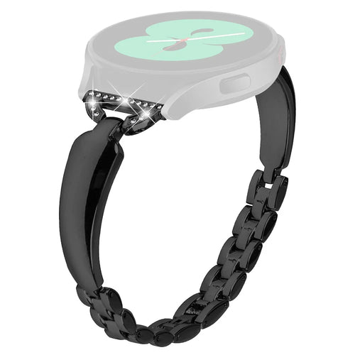 20mm Metal Watch Band for Samsung Galaxy Watch Active / Active2 40mm 44mm , Rhinestone Decor Bracelet Copper Wristband - Black - 1