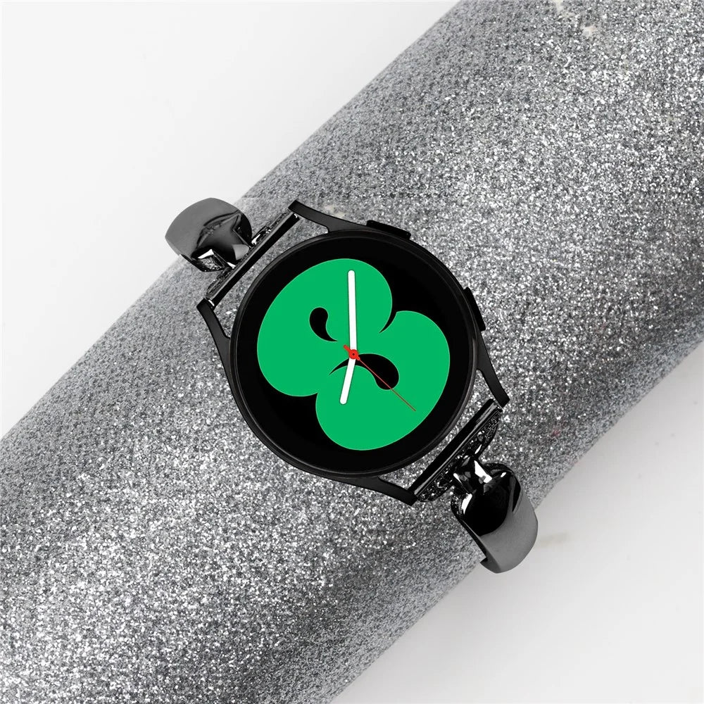 20mm Metal Watch Band for Samsung Galaxy Watch Active / Active2 40mm 44mm , Rhinestone Decor Bracelet Copper Wristband - Black - 3
