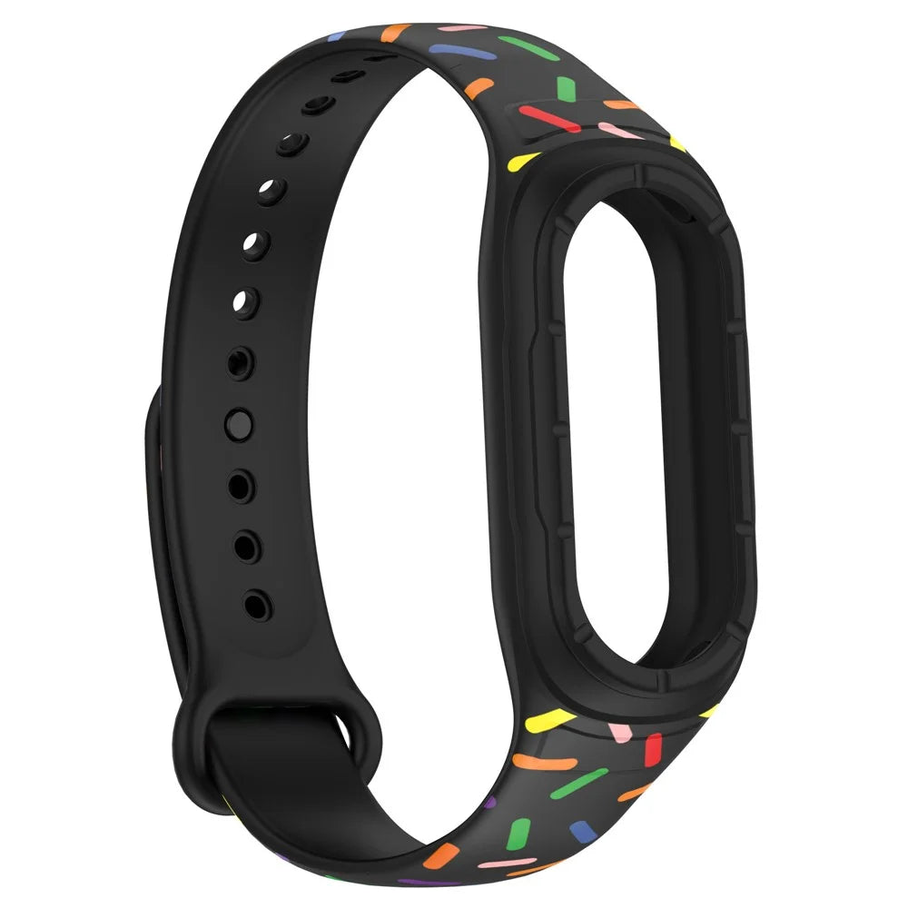 For Xiaomi Smart Band 8 Integrated Silicone Strap Colorful Spotted Replacement Wrist Band - Black - 2