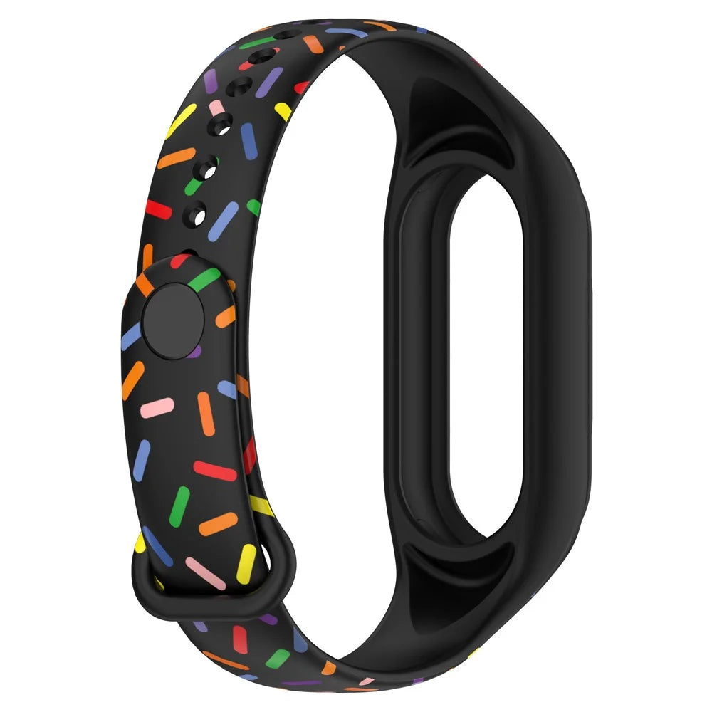 For Xiaomi Smart Band 8 Integrated Silicone Strap Colorful Spotted Replacement Wrist Band - Black - 3
