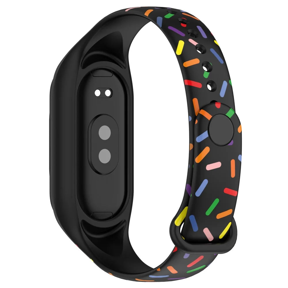 For Xiaomi Smart Band 8 Integrated Silicone Strap Colorful Spotted Replacement Wrist Band - Black - 4