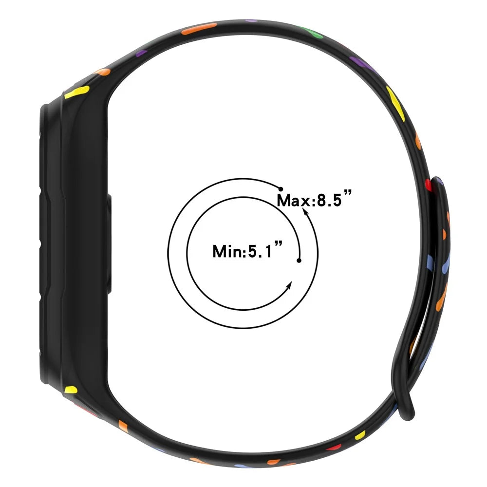 For Xiaomi Smart Band 8 Integrated Silicone Strap Colorful Spotted Replacement Wrist Band - Black - 5