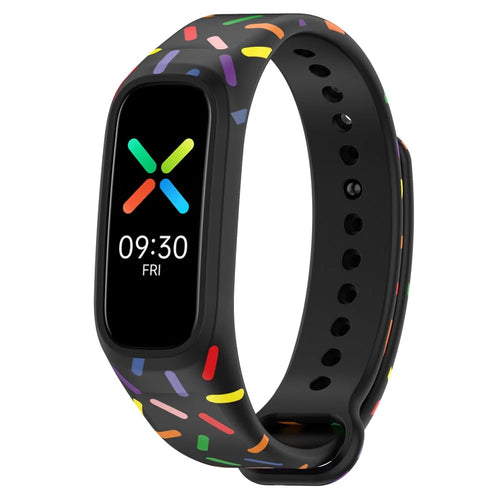 For Oppo Band Integrated Silicone Strap Watch Case Colorful Spotted Wrist Band - Black - 1
