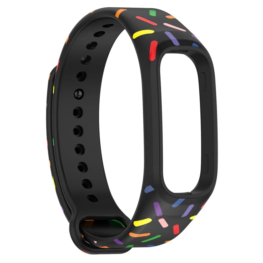 For Oppo Band Integrated Silicone Strap Watch Case Colorful Spotted Wrist Band - Black - 2