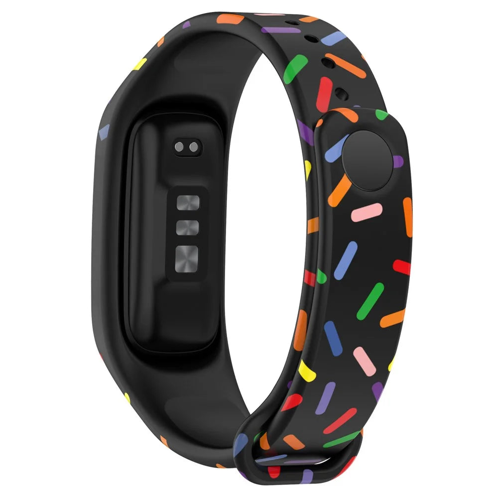For Oppo Band Integrated Silicone Strap Watch Case Colorful Spotted Wrist Band - Black - 4