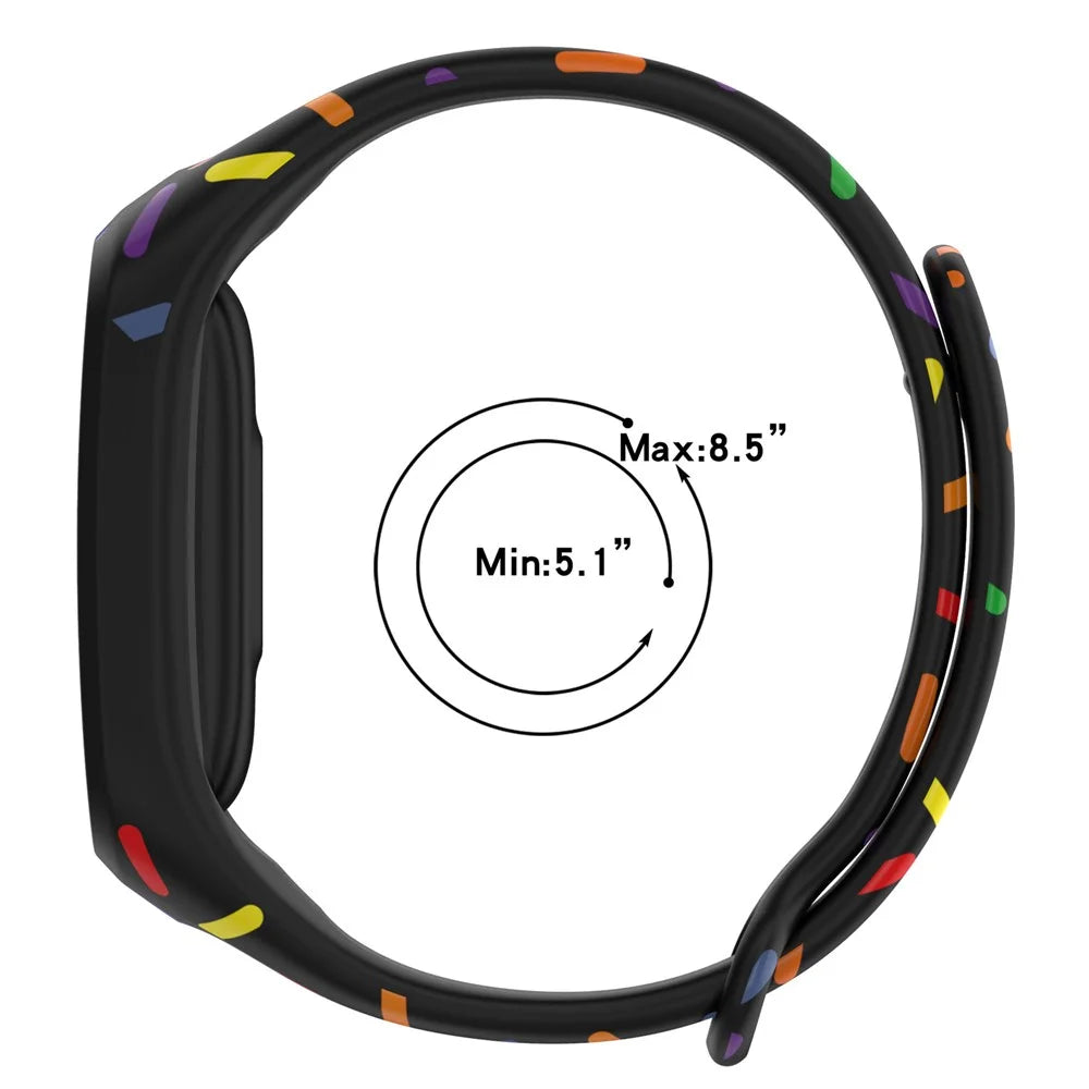 For Oppo Band Integrated Silicone Strap Watch Case Colorful Spotted Wrist Band - Black - 6