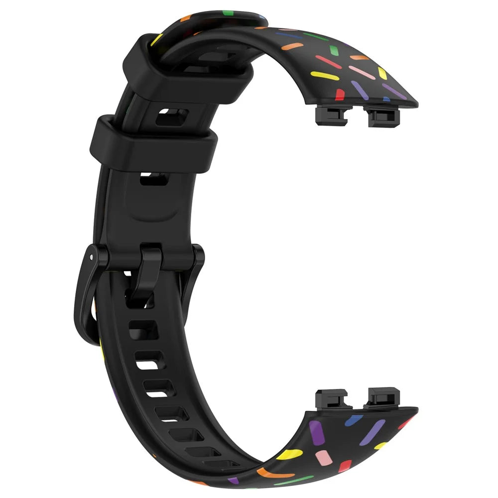 For Huawei Band 8 / Band 8 NFC / Band 9 / Band 9 NFC Colorful Spotted Silicone Strap Replacement Watch Band - Black - 2