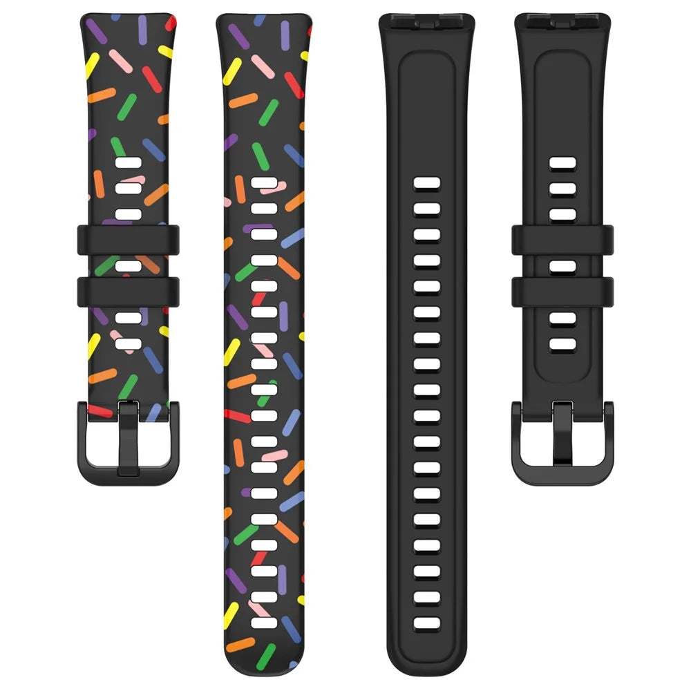 For Huawei Band 8 / Band 8 NFC / Band 9 / Band 9 NFC Colorful Spotted Silicone Strap Replacement Watch Band - Black - 3