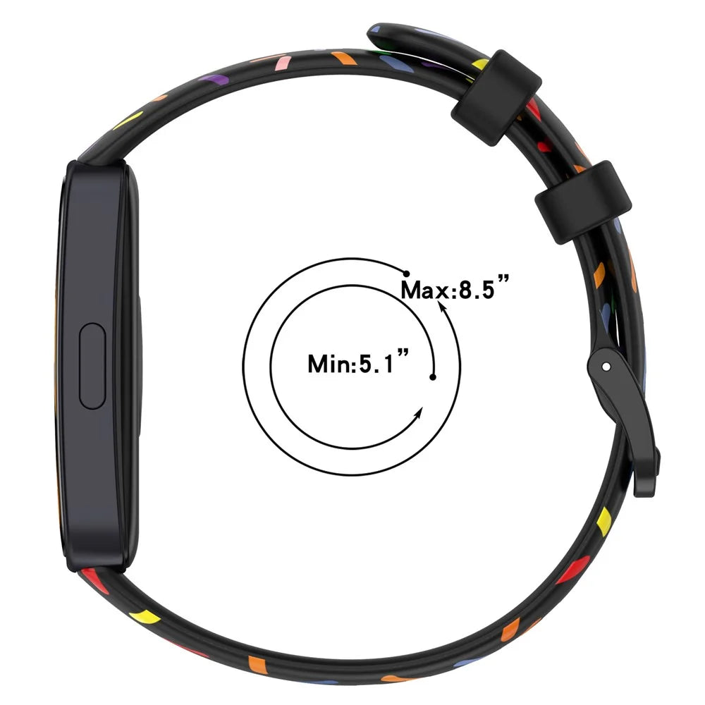 For Huawei Band 8 / Band 8 NFC / Band 9 / Band 9 NFC Colorful Spotted Silicone Strap Replacement Watch Band - Black - 6