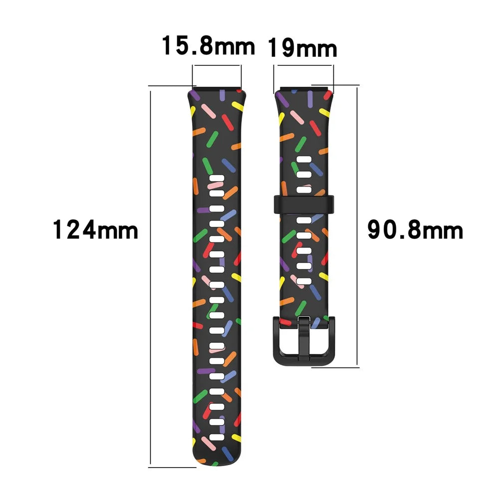 For Huawei Band 7 Colorful Spotted Wrist Band Replacement Silicone Watch Strap - Black - 7
