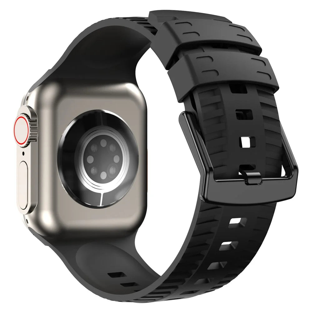 Watch Strap for Apple Watch Series 11 10 42mm / 9 8 7 41mm / SE3 SE2 SE 6 5 4 40mm / 3 2 1 38mm Quick Release Watch Strap Silicone Wrist Band - Black - 1