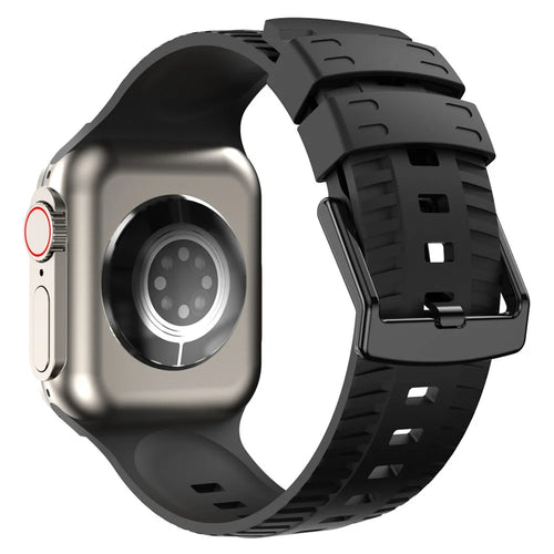 Watch Strap for Apple Watch Series 11 10 42mm / 9 8 7 41mm / SE3 SE2 SE 6 5 4 40mm / 3 2 1 38mm Quick Release Watch Strap Silicone Wrist Band - Black - 1