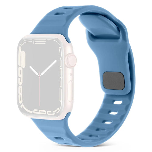Watch Strap for Apple Watch Series 11 10 42mm / 9 8 7 41mm / SE3 SE2 SE 6 5 4 40mm / 3 2 1 38mm Watch Strap Silicone Wrist Band with Square Buckle - Blue - 1
