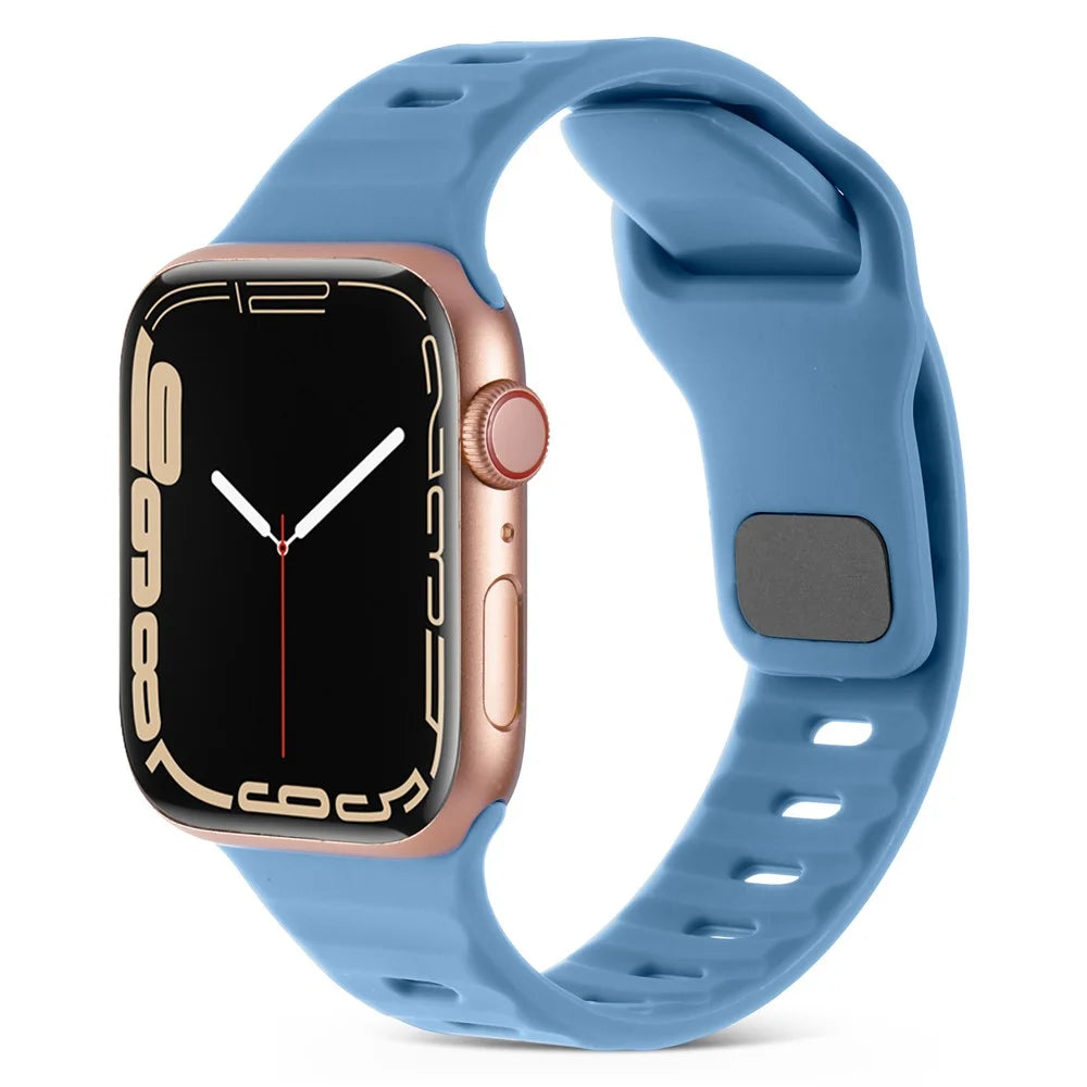 For Apple Watch Ultra 3 2 1 49mm / Series 11 10 46mm / 9 8 7 45mm / SE3 SE2 SE 6 5 4 44mm / 3 2 1 42mm Watchband Silicone Watch Strap with Square Buckle - Blue - 2