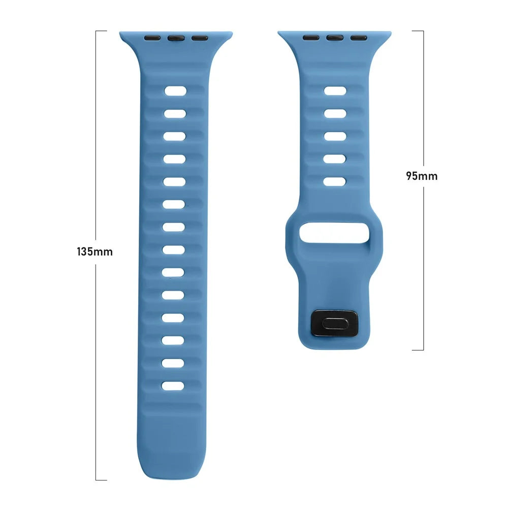 For Apple Watch Ultra 3 2 1 49mm / Series 11 10 46mm / 9 8 7 45mm / SE3 SE2 SE 6 5 4 44mm / 3 2 1 42mm Watchband Silicone Watch Strap with Square Buckle - Blue - 3