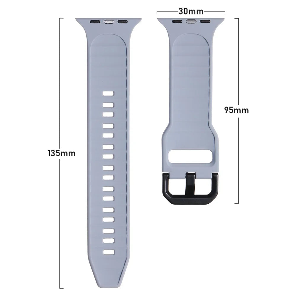 For Apple Watch Ultra 3 2 1 49mm / Series 11 10 46mm / 9 8 7 45mm / SE3 SE2 SE 6 5 4 44mm / 3 2 1 42mm Wave Surface Watch Band Silicone Watch Strap - Space Grey - 3