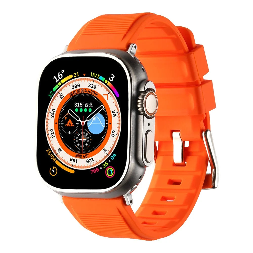 For Apple Watch Ultra 3 2 1 49mm / Series 11 10 46mm / 9 8 7 45mm / SE3 SE2 SE 6 5 4 44mm / 3 2 1 42mm Silicone Strap Dual Loop Watch Band - Orange - 2