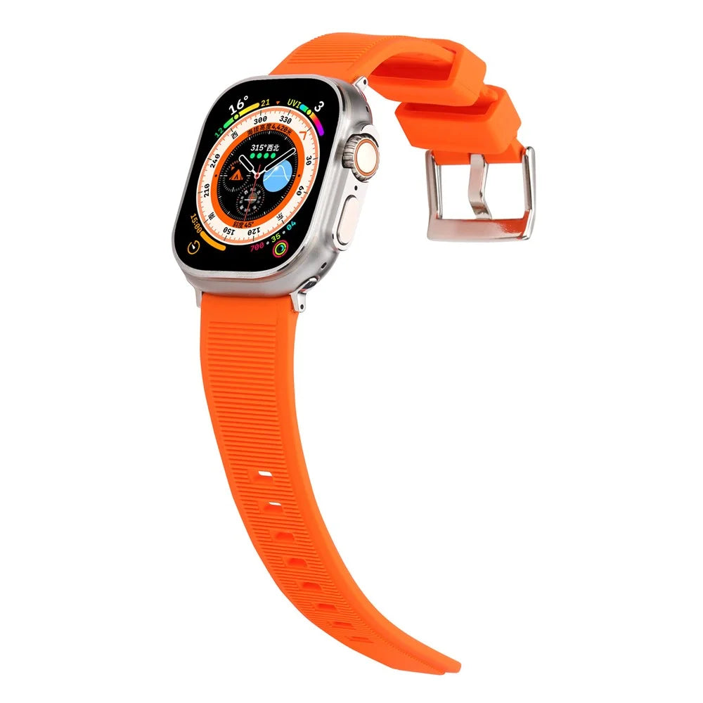 For Apple Watch Ultra 3 2 1 49mm / Series 11 10 46mm / 9 8 7 45mm / SE3 SE2 SE 6 5 4 44mm / 3 2 1 42mm Silicone Strap Dual Loop Watch Band - Orange - 4